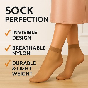 20 Pairs Women’s Sheer Ankle Socks Ultra Thin Breathable Nylon Hosiery Invisible Lightweight Dress Socks - 1 of 4