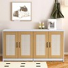 Homhougo Cat Litter Box Enclosure for 2 Litter Boxes, Wooden Cat House TV Stand Sideboard with 4 Sisal Doors, White - 3 of 4