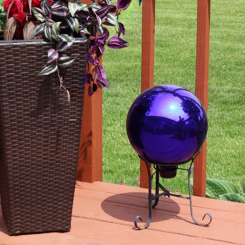 Sunnydaze Indoor/Outdoor Reflective Mirrored Surface Garden Gazing Globe Ball with Stemmed Bottom and Rubber Cap - 10" Diameter, 6 of 15