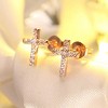 Religious Cross Stud Earrings for Women Rose Gold Plated Cz Ginger Lyne Collection - 3 of 4