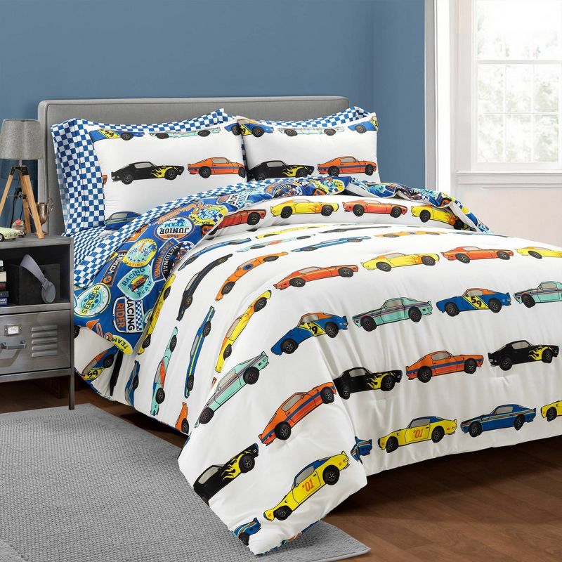Kids' Race Cars Reversible Oversized with Printed Sheet Set Comforter - Lush Décor, 1 of 10