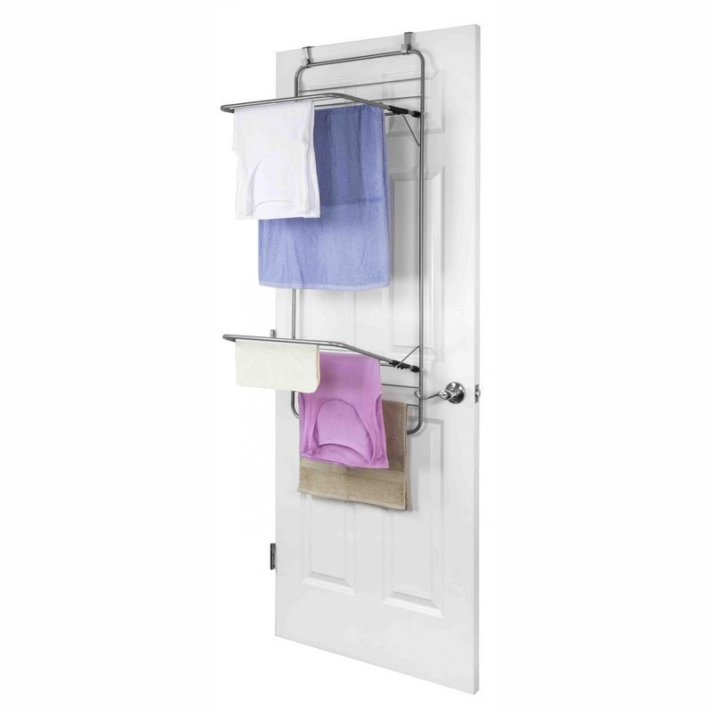 Home Basics Steel Over the Door Towel Dryer Rack, Grey, 2 of 8