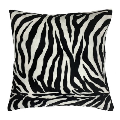 18"x18" Zebra Square Throw Pillow - The Pillow Collection: Handmade, Modern Style, Indoor Polyester, Feather Filled