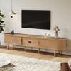 LOVSON Wooden Oval Fluted TV Stand with Charging Station for TV up to 80",Mid-Century Media Console with Sliding Tambour Door,for Living Room,Natural - 2 of 4