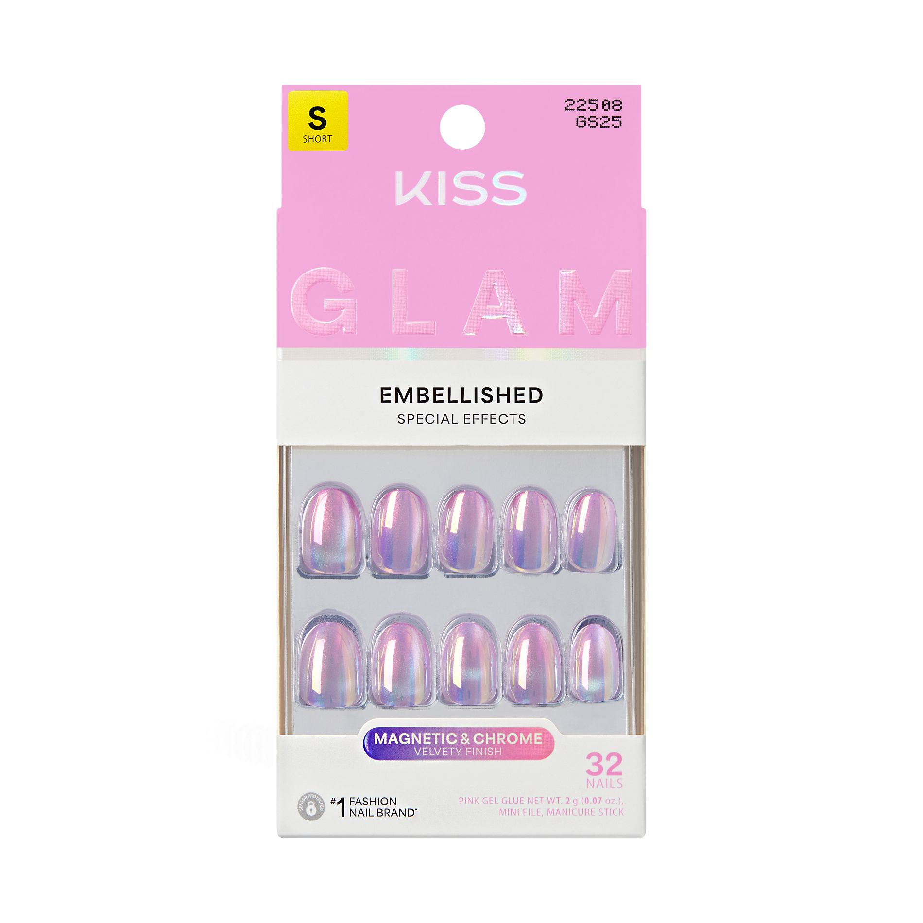 Kiss Nails GLAM Embellished Press-On Fake Nails - Short Squoval - One n Only - 35ct