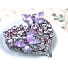 Anna-Kaci Womens Floral Silvery Tone Crystal Rhinestone Insect Butterfly Love Flower Heart Brooch Pin - 3 of 4