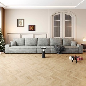 MAYEERTY 107" Cloud L-Shape Sofa Gray - 107" Gray L-Shape, Corduroy, No Assembly, Fits Small Apartment - 1 of 4