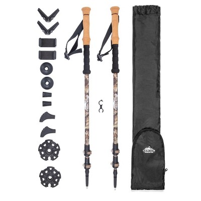 Cascade Mountain Tech Mossy Oak Carbon Fiber Monopod Hiking Trekking Poles - 2pk