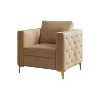 CAVINAS Luxury Velvet Accent Chair with Metal Legs,Comfy Sitting Chair with Nailhead Trim,Tufted Button Back Armchair for Living Room,Bedroom - 2 of 4