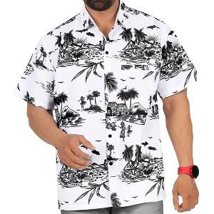 LA LEELA Mens Hawaiian Shirts Short Sleeve Button Down Shirt Men's Hawaii Shirts Boho Vacation Casual Summer Beach Shirts for Men Funny - 1 of 4