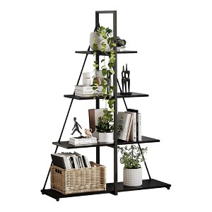 4-Tier Ladder Bookshelf with Sailboat Design, Freestanding Storage Shelves for Home and Office - 1 of 4