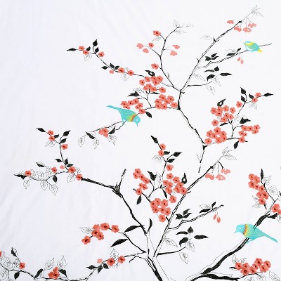 California King Coral Cotton Embroidered Duvet Cover Set