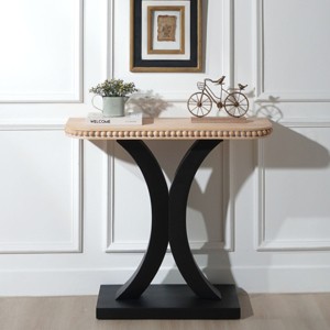 FURNIinspire Console Tables Wood Console Table, Half Moon Console Table Small Entryway Table Hallway Display Table, Multicolored, 12"*35"*31" - 1 of 4