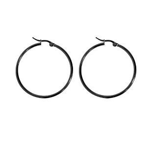 Black Hoop Earrings for Women Thin Large 50mm or 60mm Stainless Steel Ginger Lyne Collection - 1 of 4