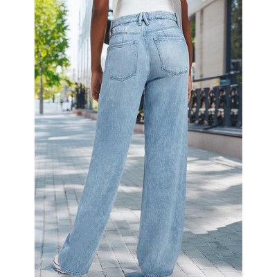 Women's Light Blue High-Waisted Wide-Leg Jeans - image 4