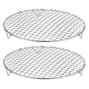 Unique Bargains Stainless Steel Round Cross Wire Barbecue Grill with Legs - 1 of 4