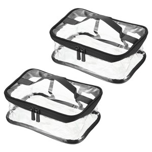 Unique Bargains PVC Waterproof Toiletry Bag Cosmetic Pouch with Zipper Handle Strap 2 Pcs - 1 of 3