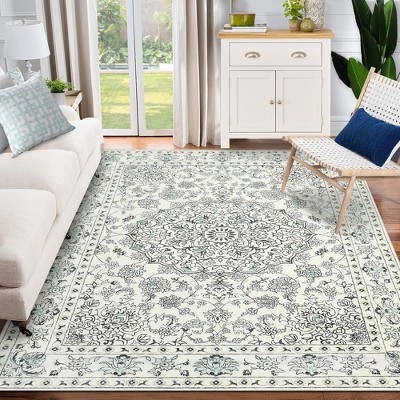 Garvee Traditional Area Rug -Ultra Thin Soft Washable Rug, Non Slip Carpet