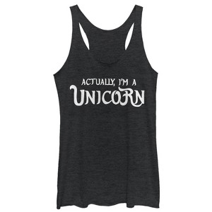 Women's CHIN UP Halloween Actually I'm a Unicorn Racerback Tank Top - 1 of 3
