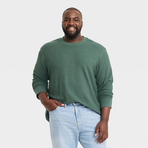 Men's Long Sleeve Textured Crewneck T-Shirt Goodfellow & Co Brown
