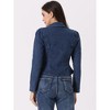 Allegra K Women's Notched Lapel One Button Long Sleeve Jean Jacket - 3 of 4