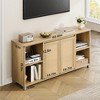 Homhougo Mid-Century Modern TV Stand, 71 Boho Media Console with Rattan Cabinet Doors, Entertainment Center Natural - 2 of 4