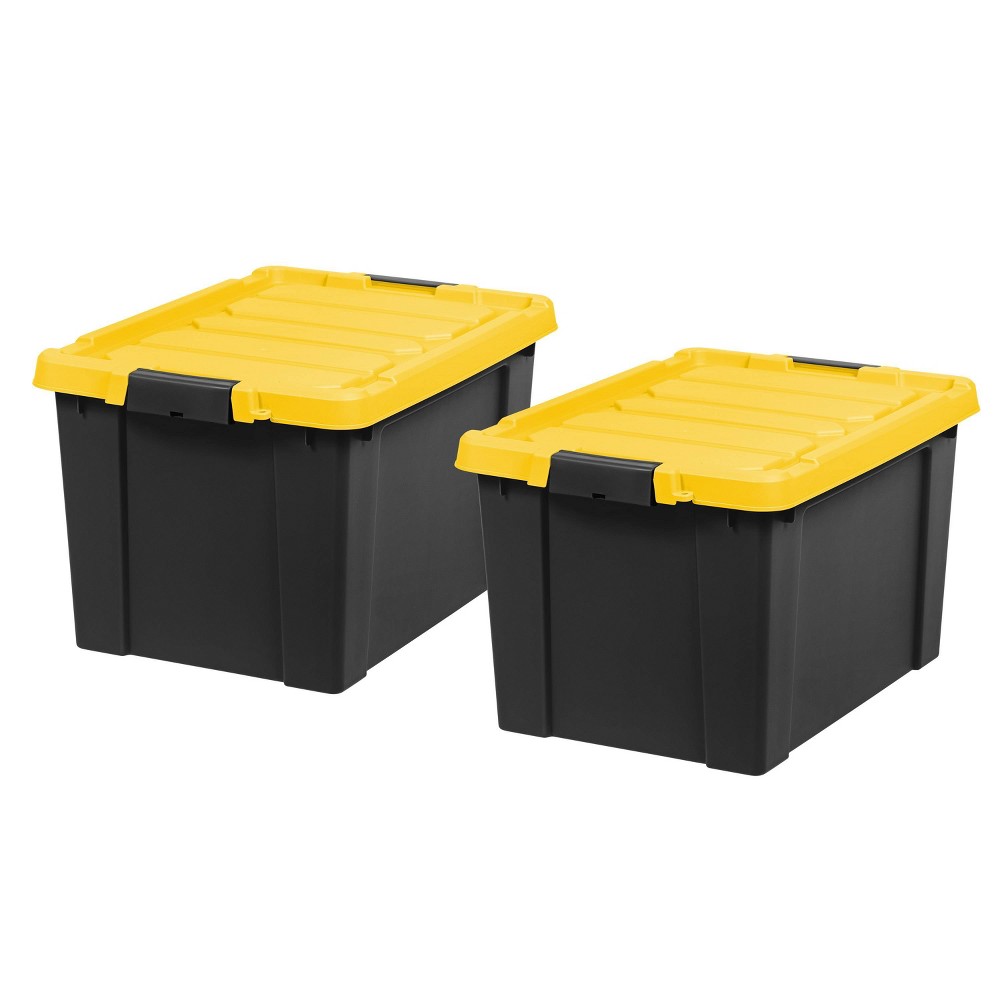 IRIS 2pk 19gal Heavy Duty Plastic Utility Storage Bin For Garage and Basement: Stackable Lidded Storage Bins