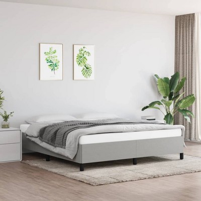 vidaXL King-Sized Bed Frame in Light Gray Fabric, Easy-to-Assemble, Featuring Sturdy Plywood Slats for Even Weight Distribution