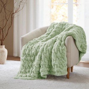 Sapphtopaz 50"x60" Ruched Faux Fur Blanket, Ultra-Soft Comfy Throw Blanket for Bed, Reversible Solid Faux Fur Oeko-Tex Bedding for Bedroom - 1 of 4