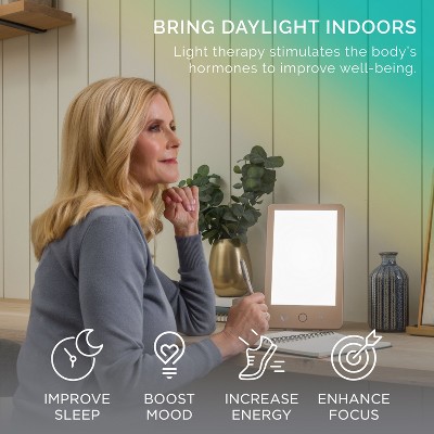Verilux HappyLight Luxe LED Light Therapy Lamp Champagne Gold Brightness Control Modern Decor