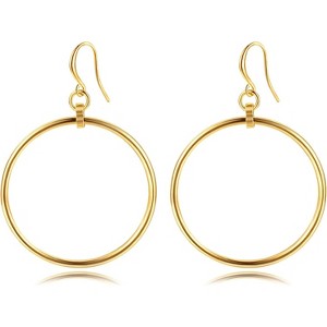 14K Gold Baroque Pearl Earrings, Threaded Geometric Rectangle Drop, Hypoallergenic Dainty Statement Jewelry for Women. - 1 of 4