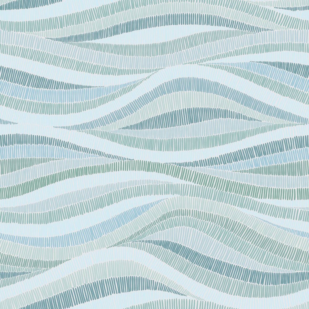 Photos - Wallpaper Roommates Mosaic Waves Blue Peel and Stick  