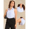 INSPIRE CHIC Women's Summer Work Striped Lapel Collar Sleeveless Button Down V Neck Blouse - 2 of 4