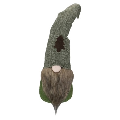 Northlight Forest Tree Chevron Hat Gnome Head Christmas Decoration - 21" - Green and Brown - image 1 of 4