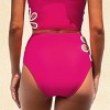 Women's High-Waisted Bikini Bottoms with Side Floral Cut-Out Details - Cupshe - 3 of 4
