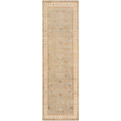 Hand-Knotted Ivory Oushak Wool Runner Rug - 3' x 10'