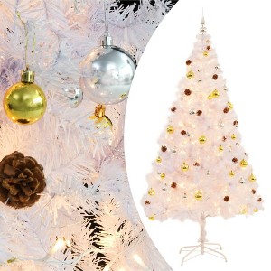 vidaXL Artificial Pre-lit Christmas Tree with Baubles White 7 ft - 1 of 4