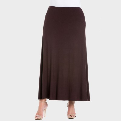 24seven Comfort Aapparel Womens Plus Elastic Waist Comfortable Fit Maxi Skirt
