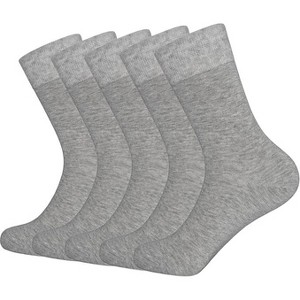 SERISIMPLE Men Bamboo Viscose Thin Ribbed Knit Silky Soft Lightweight Business Dress Crew Socks White Large 5 Pairs - 1 of 4