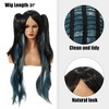 Unique Bargains Women's Wigs 31" Black Gradient Blue with Wig Cap - 3 of 4