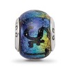 Black Bow Jewelry Orange Dichroic Glass, Sterling Silver, St Thomas Palm Tree Bead Charm - 2 of 4