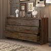 Hitow 6 Drawer Horizontal Dresser Woodgrain and Black Handles for Living Room Storage - image 2 of 4