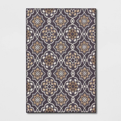 Maples 4'x5'6 Paisley Floral Washable Area Rug Tan : Target