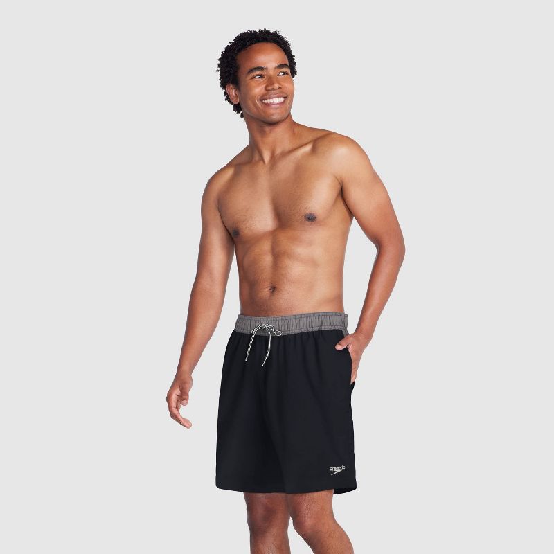 Speedo Men's 5.5" Colorblock Swim Shorts - Gray/Black, 3 of 5