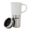 Mr. Coffee Travertine 4 Piece 16 Ounce Stoneware and Stainless Steel Travel Mug With Lid in White - 3 of 4