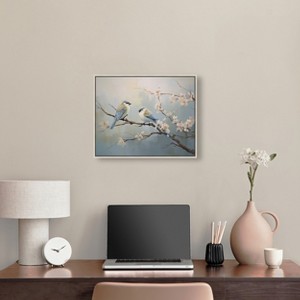 Art Remedy Two birds and a blossom branch Rustic Chic Farmhouse Wall Art Framed - 1 of 4