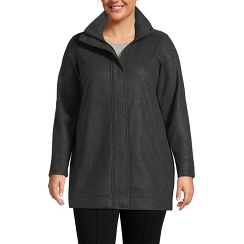 Lands End Women s Plus Size Luxe Fleece Coat 1x Dark Charcoal Heather Target