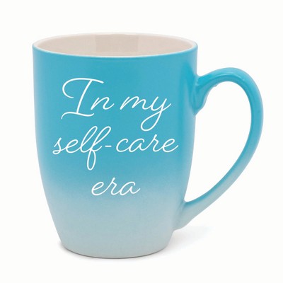 Elanze Designs In My Self-Care Era Two Toned Ombre Matte 10 ounce New Bone China Coffee Tea Cup Mug For Your Favorite Morning Brew, Teal and White