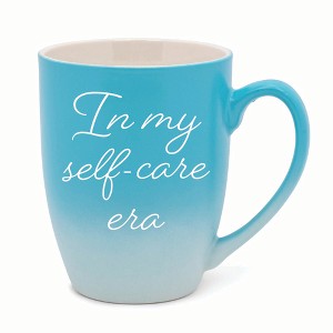 Elanze Designs In My Self-Care Era Two Toned Ombre Matte 10 ounce New Bone China Coffee Tea Cup Mug For Your Favorite Morning Brew, Teal and White - 1 of 4