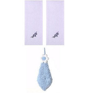 REGALWOVEN 3 Pcs Bathroom Home Decor Cotton Soft Absorbent Floral Hand Towel - 1 of 4